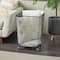 24" Black Metal Square Mesh Wire Rolling Laundry Storage Cart with Ring Handles